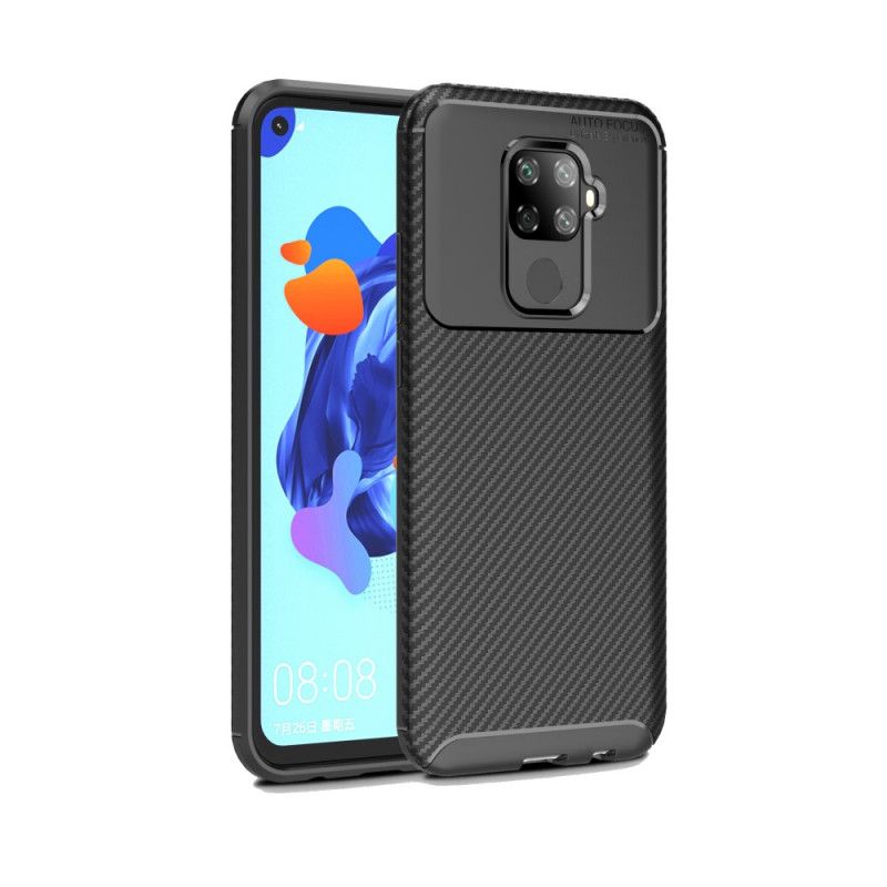 Deksel Huawei Mate 30 Lite Svart Fleksibel Karbonfibertekstur
