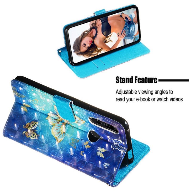 Folio Deksel Honor 9X Gyldne Tanga Sommerfugler