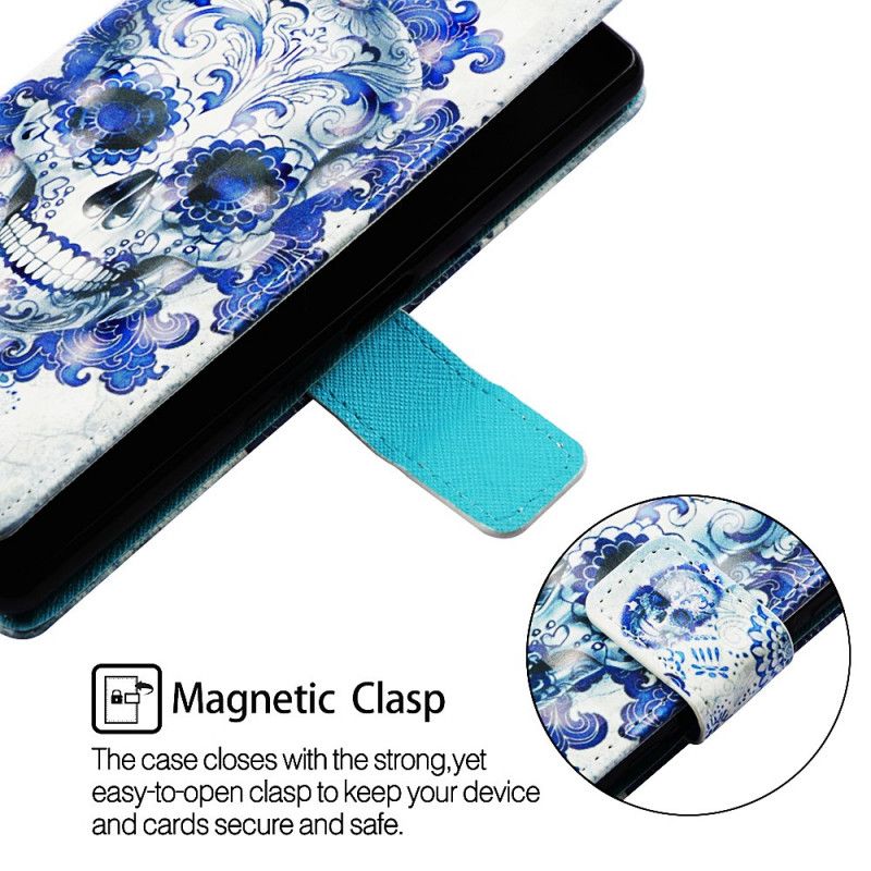 Folio Deksel Honor 9X Hvit Blomsterhodeskalle