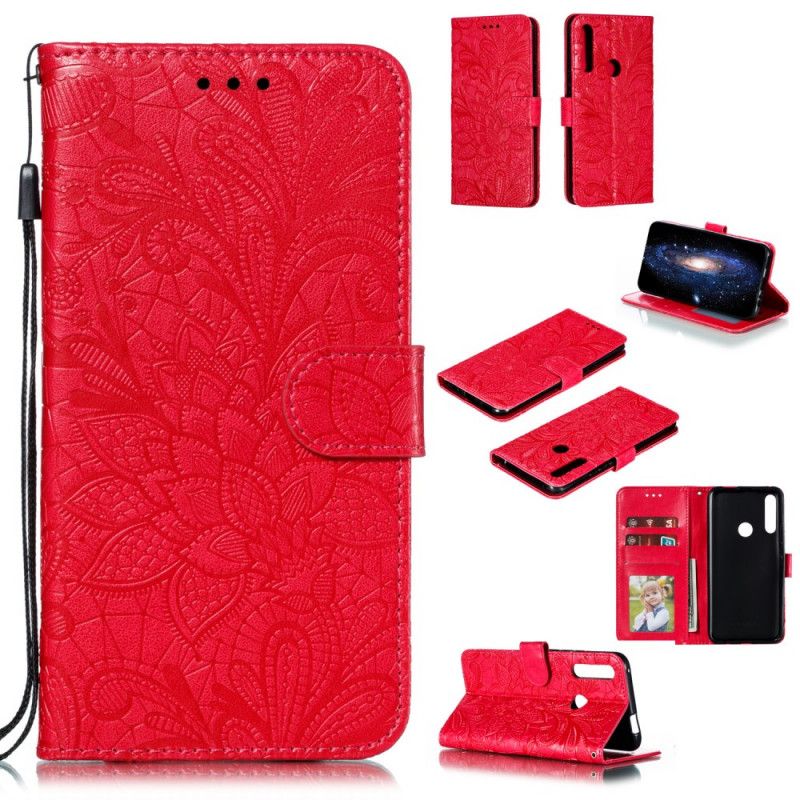Lærdeksel Folio Deksel Honor 9X Rose Gold Tribal Thong Blomster