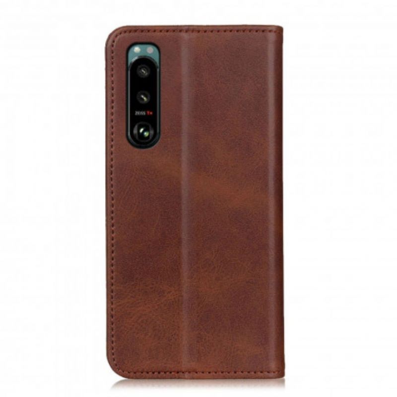 Folio Deksel Lær Sony Xperia 5 Iii Mobildeksel Split Leather Elegance