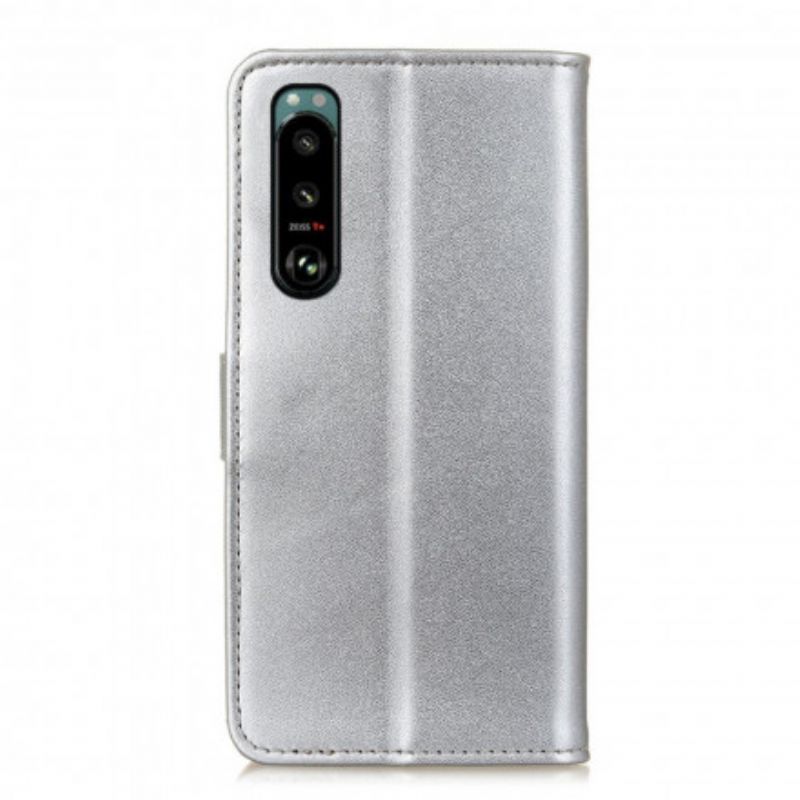Folio Deksel Sony Xperia 5 Iii Vanlig Kunstskinn