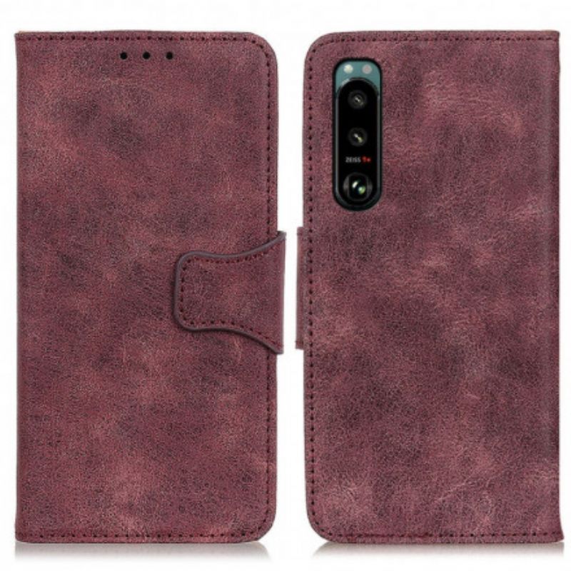 Lærdeksel Folio Deksel Sony Xperia 5 Iii Mobildeksel Vintage Dobbeltsidig Magnetisk Klaff