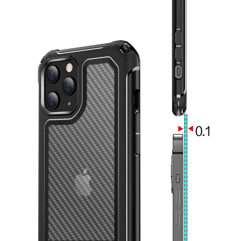 Deksel iPhone 12 / 12 Pro Svart Gjennomsiktig Karbonfibertekstur