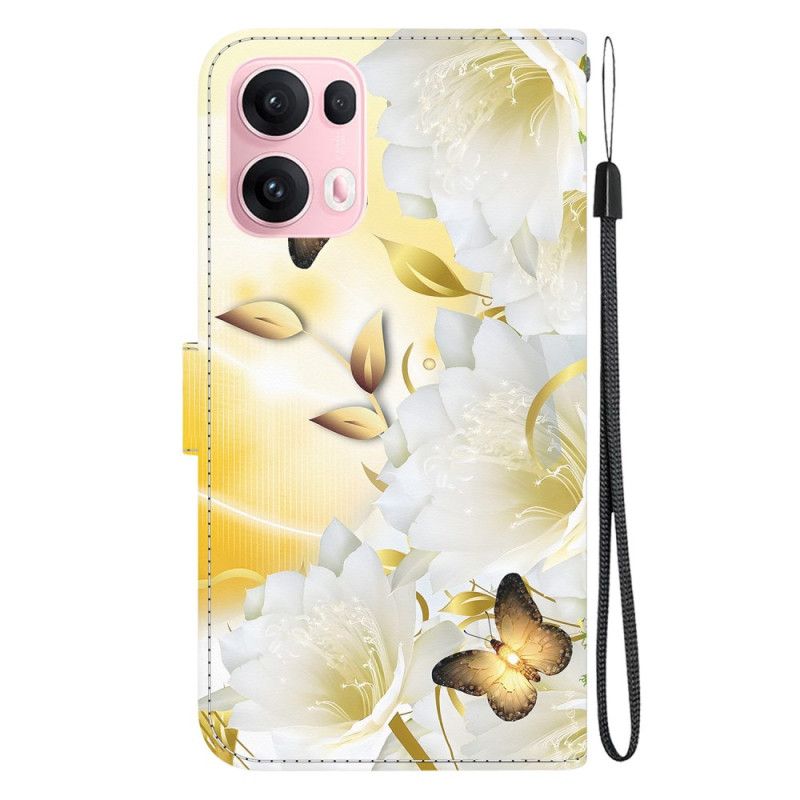 Folio Deksel Oppo Reno 13 Pro 5g Hvite Sommerfugler Og Hvite Blomster