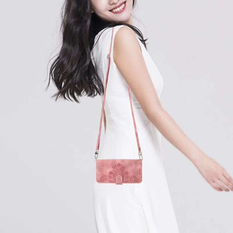 Lærdeksel Folio Deksel Oppo Reno 13 Pro 5g Blomstermønster Med Skulderstropp