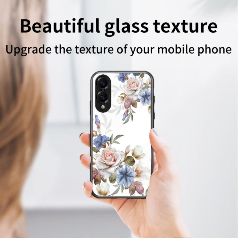Deksel Samsung Galaxy S25 5g Edge Mobildeksel Kortholder Med Blomstermønster I Herdet Glass
