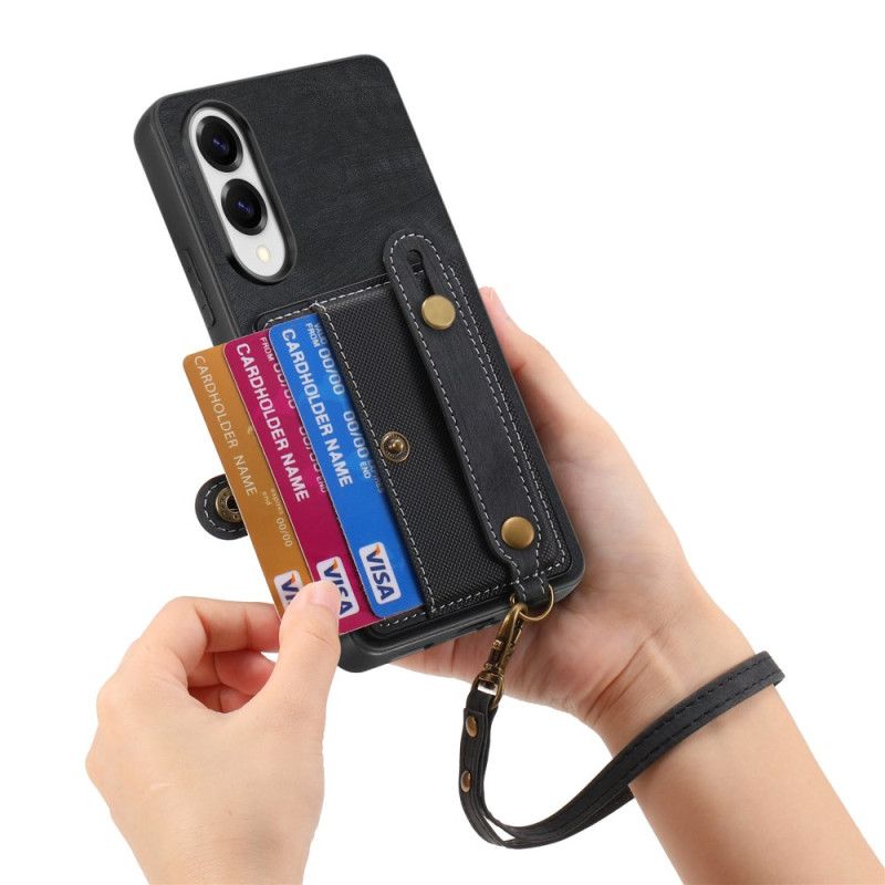 Deksel Samsung Galaxy S25 5g Edge Retro Kortholder Og Håndleddsstropp