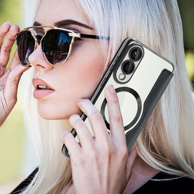 Folio Deksel Lær Samsung Galaxy S25 5g Edge Mobildeksel Magsafe-kompatibel Med Rfid-blokkering