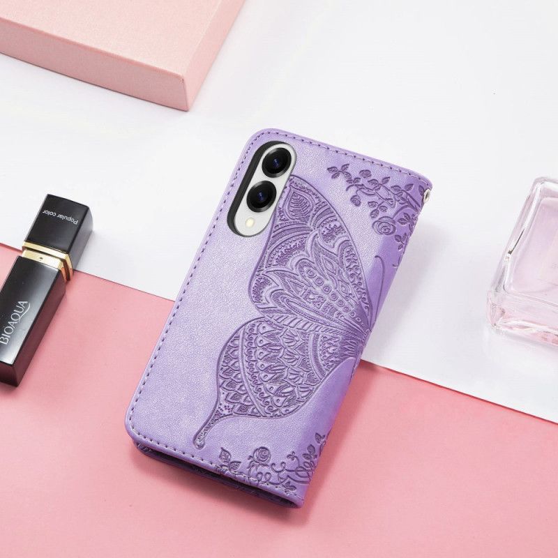 Folio Deksel Samsung Galaxy S25 5g Edge Barokk Sommerfugl Med Håndleddsstropp