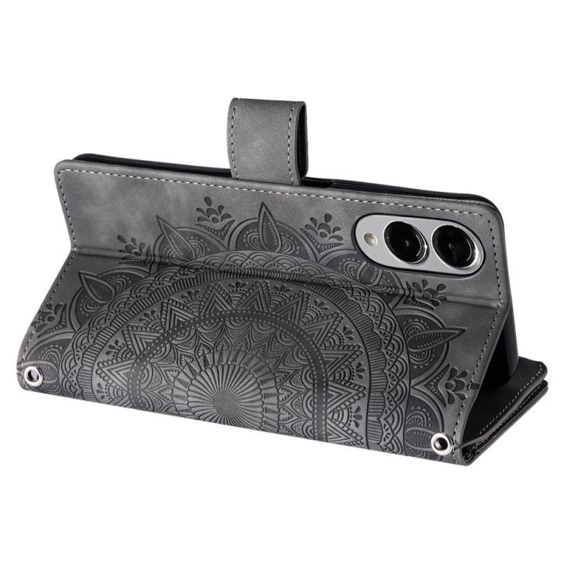 Folio Deksel Samsung Galaxy S25 5g Edge Lommebok Med Mandala-effekt Og Semsket Skinn Beskyttelse Deksel