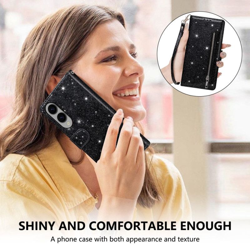 Folio Deksel Samsung Galaxy S25 5g Edge Paljettlommebok