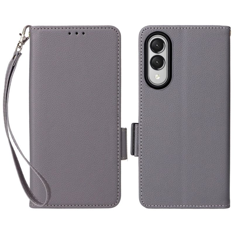 Folio Deksel Til Samsung Galaxy S25 5g Edge Imitert Skinn Med Stropp