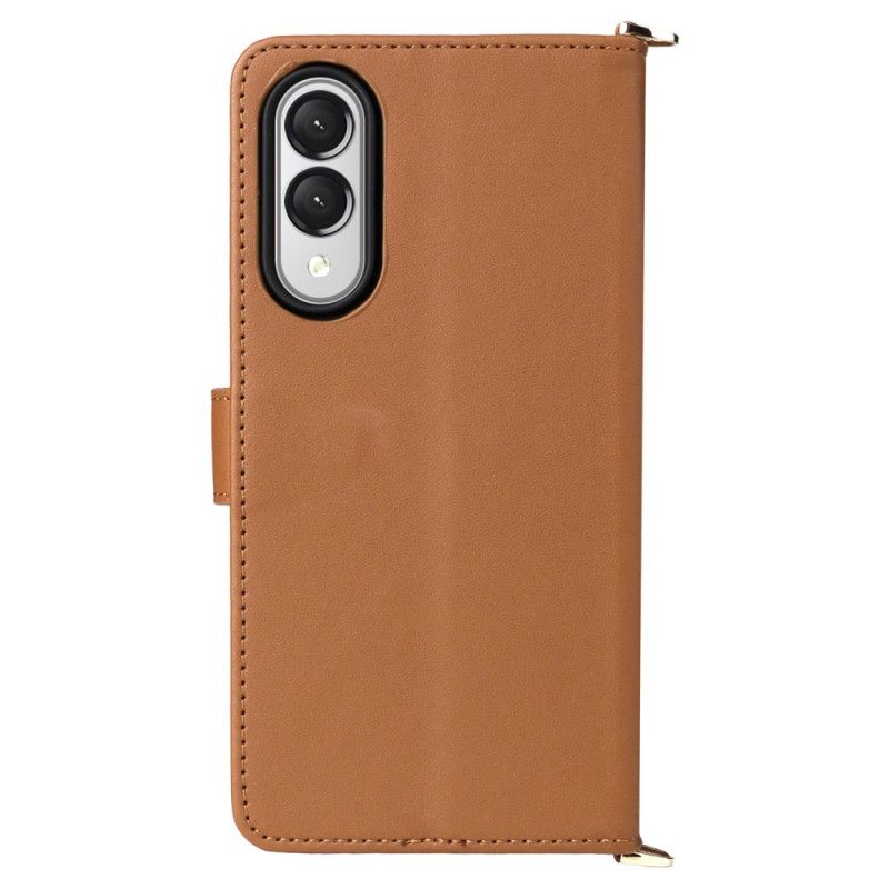 Folio Deksel Til Samsung Galaxy S25 5g Edge Vattert Med Stropp Og Skulderstropp