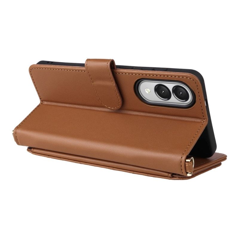 Folio Deksel Til Samsung Galaxy S25 5g Edge Vattert Med Stropp Og Skulderstropp