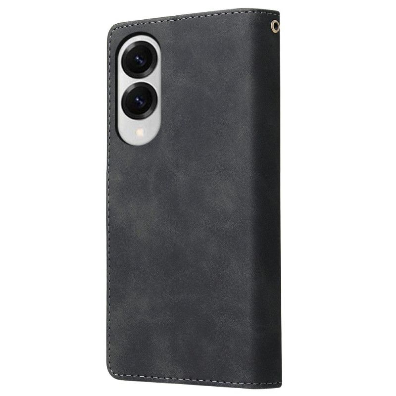 Lærdeksel Folio Deksel Samsung Galaxy S25 5g Edge Lommebok Med Semsket Skinn