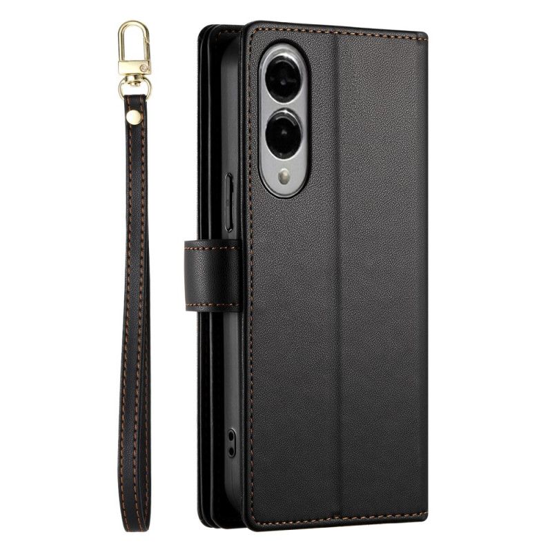 Lærdeksel Folio Deksel Samsung Galaxy S25 5g Edge Lommebok Med Stropper