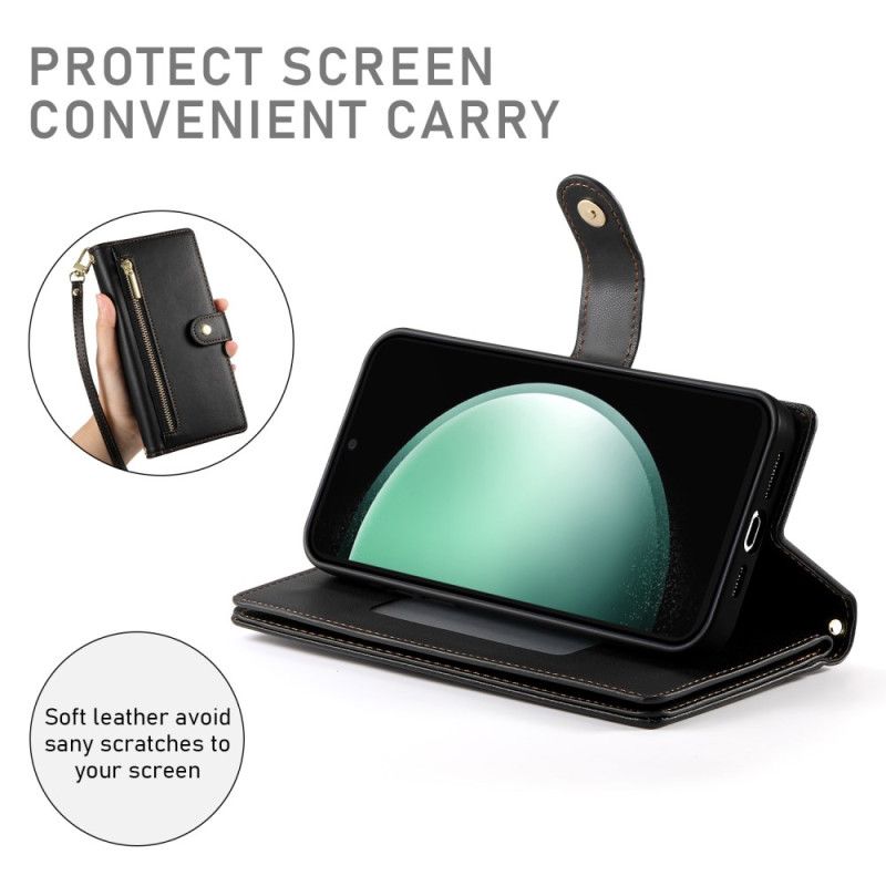 Lærdeksel Folio Deksel Samsung Galaxy S25 5g Edge Lommebok Med Stropper