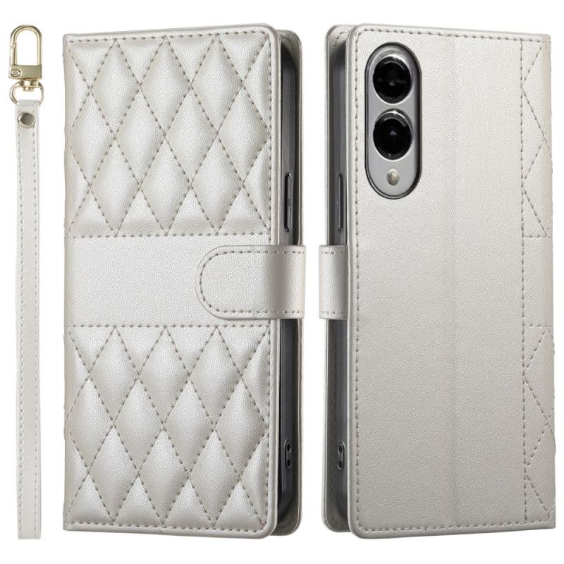 Lærdeksel Folio Deksel Samsung Galaxy S25 5g Edge Mobildeksel Vattert Med Stropp Og Skulderstropp