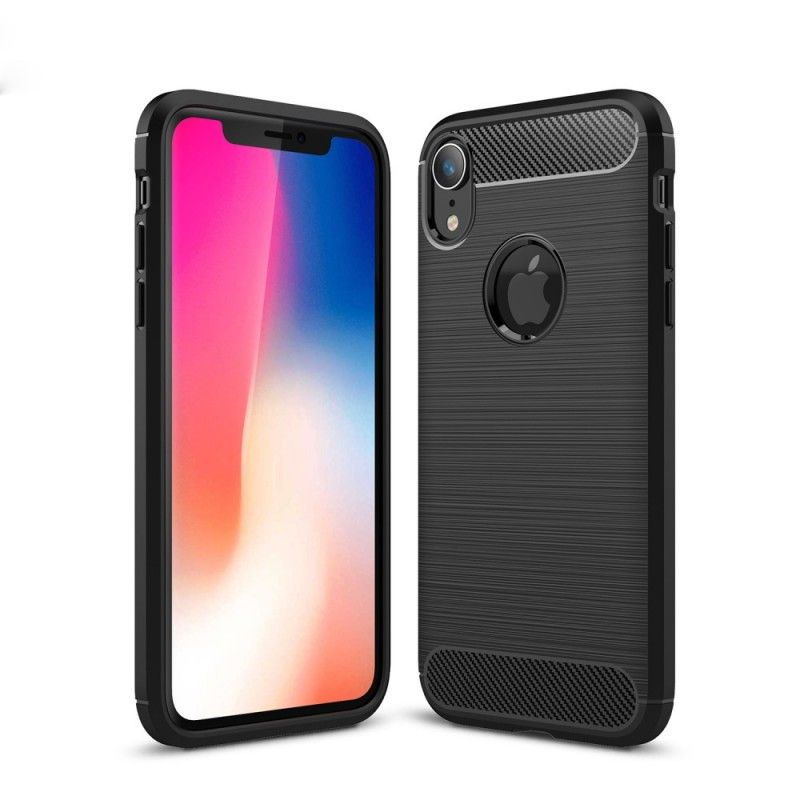 Deksel for iPhone XR Svart Børstet Karbonfiber