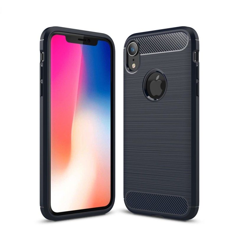 Deksel for iPhone XR Svart Børstet Karbonfiber