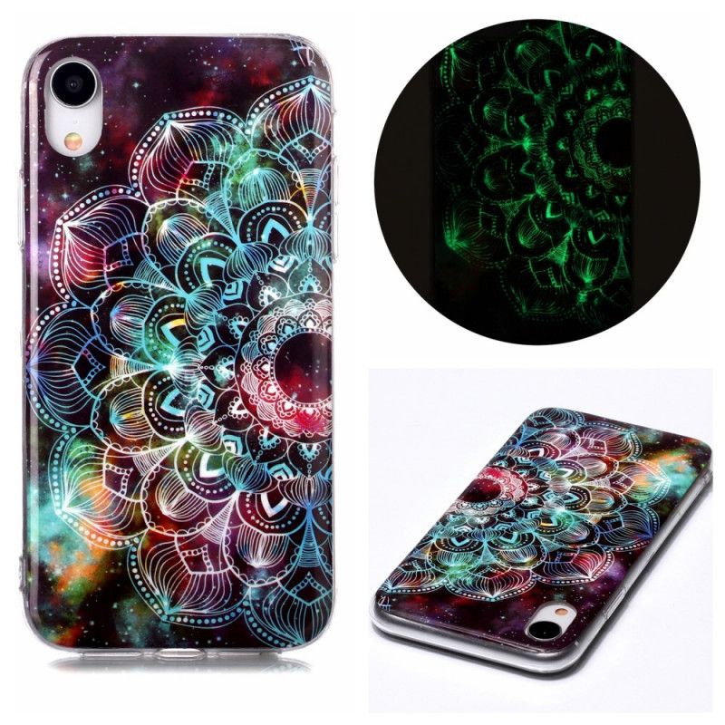 Deksel iPhone XR Svart Fluorescerende Blomsterserie