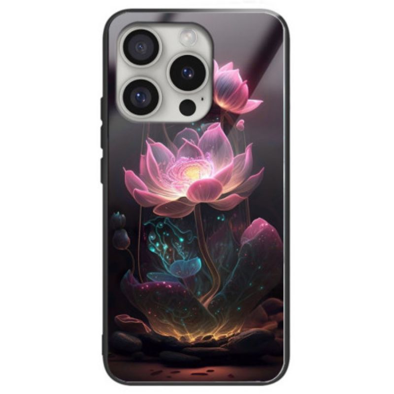 Deksel iPhone 16 Pro Max Rosa Lotus Herdet Glass