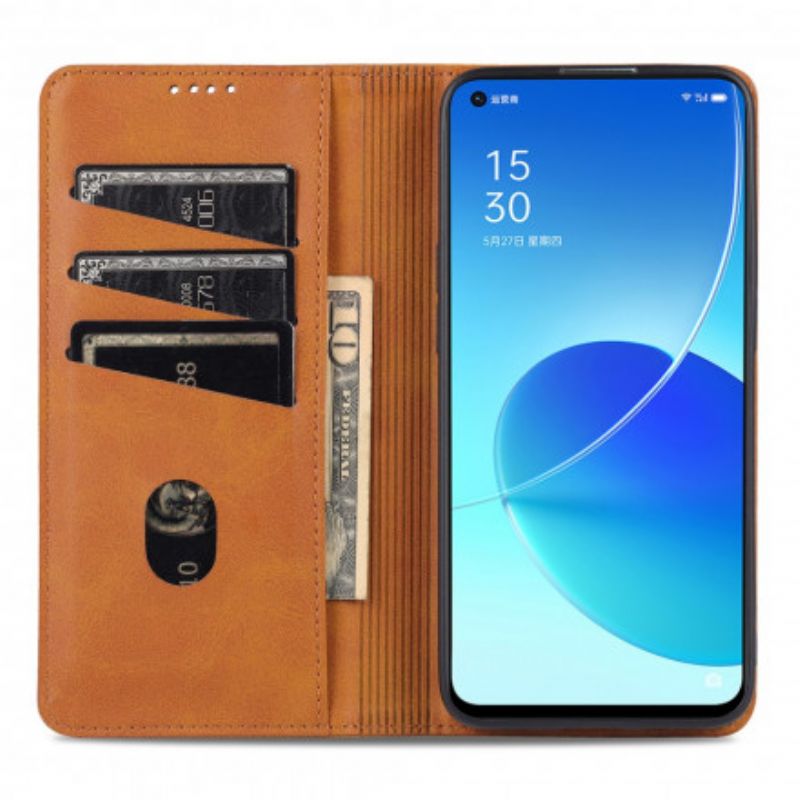 Folio Deksel Oppo Reno 6 Pro 5g Azns Skinnstil