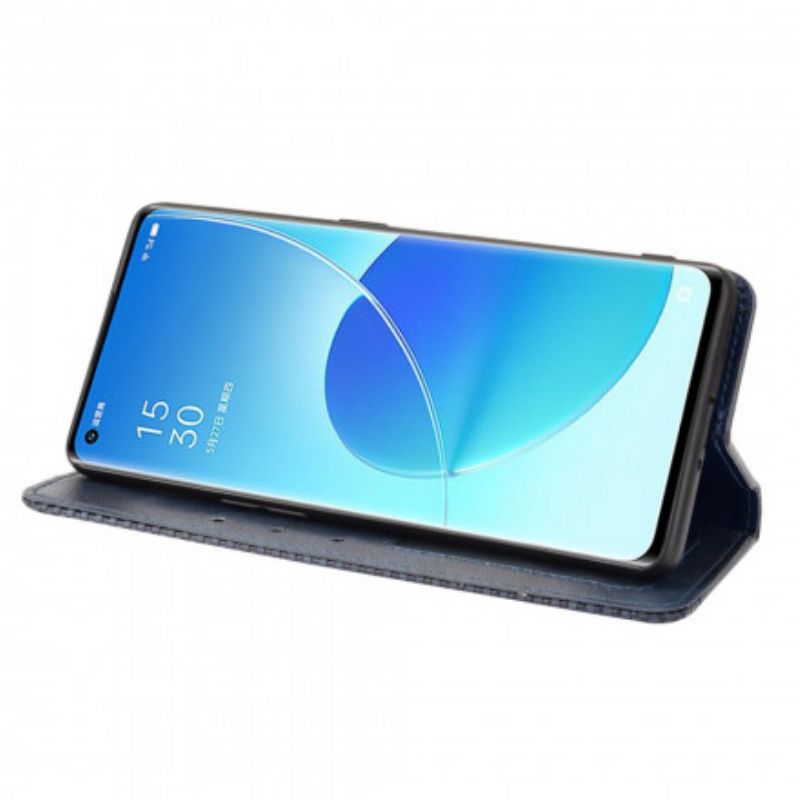 Folio Deksel Til Oppo Reno 6 Pro 5g Stilisert Vintage Skinneffekt
