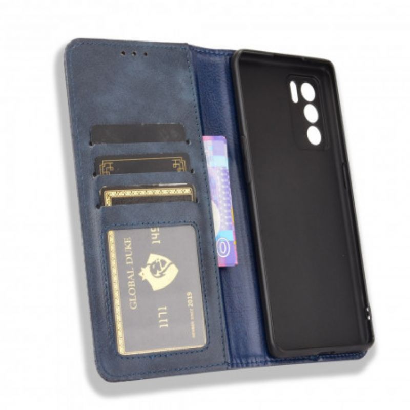 Folio Deksel Til Oppo Reno 6 Pro 5g Stilisert Vintage Skinneffekt