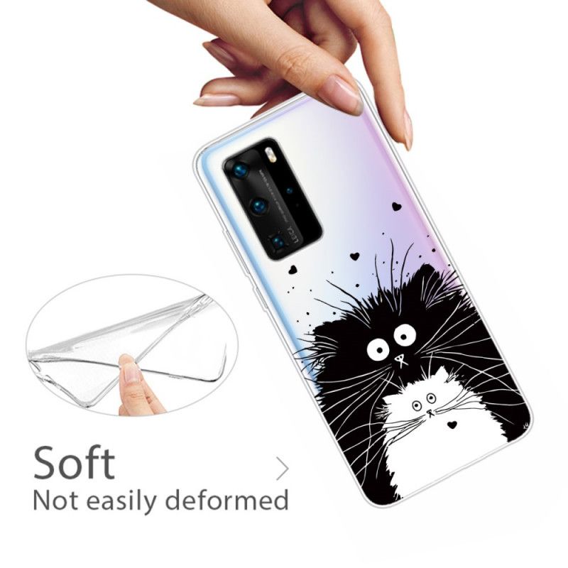 Deksel for Huawei P40 Pro Gjennomsiktige Overraskede Katter