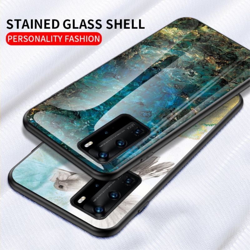 Deksel Huawei P40 Pro Rød Mobildeksel Førsteklasses Farger Herdet Glass