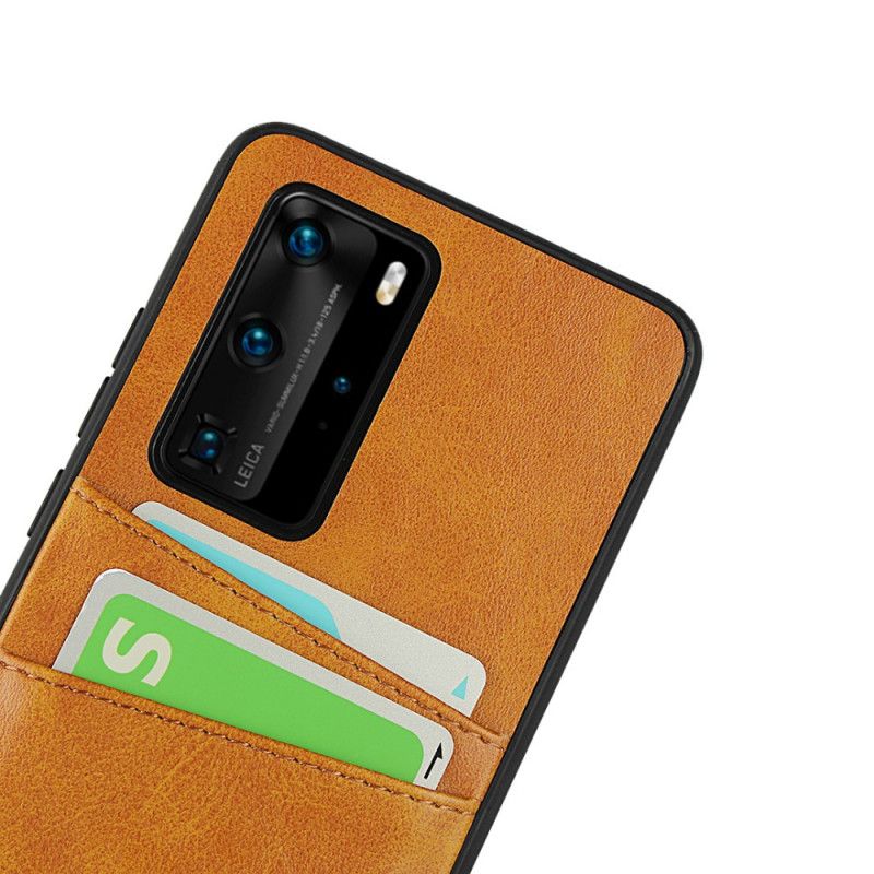 Deksel Huawei P40 Pro Svart Dobbeltkortholder I Skinntekstur