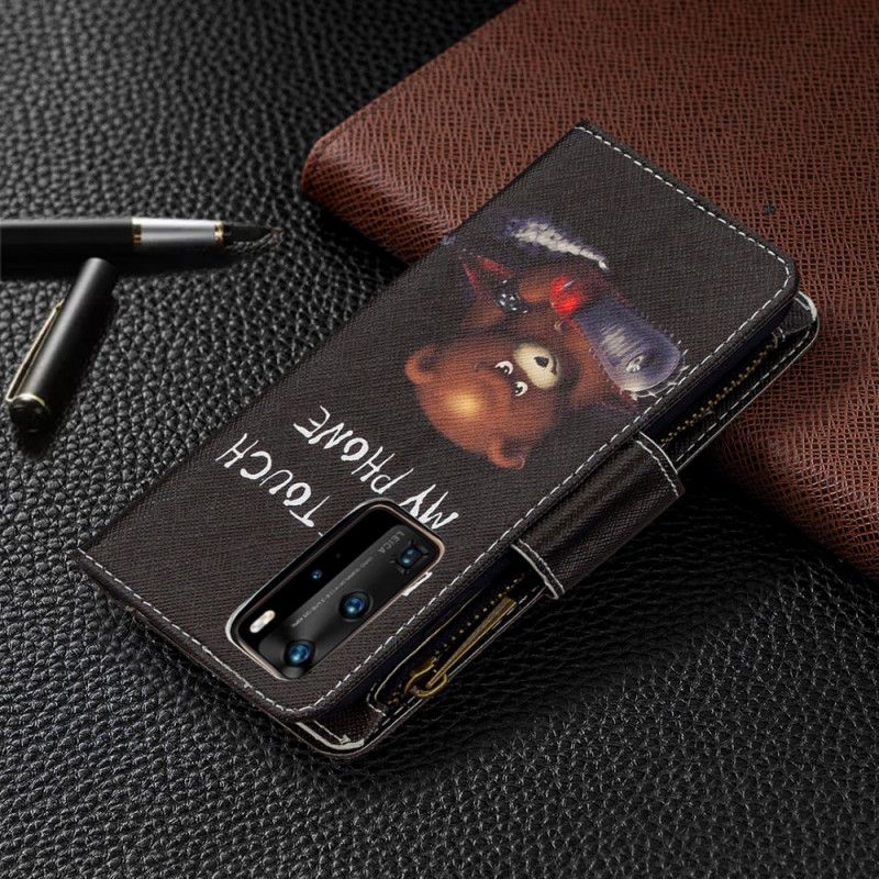 Folio Deksel for Huawei P40 Pro Glidelås Med Bjørn