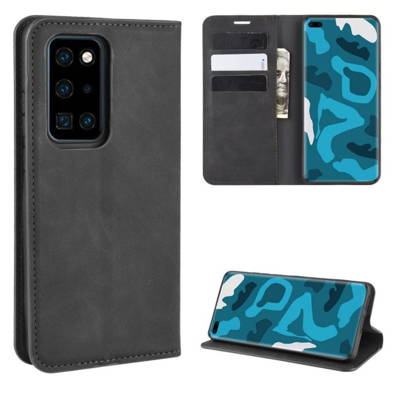 Folio Deksel Huawei P40 Pro Svart Skinnstil I Forretningsstil