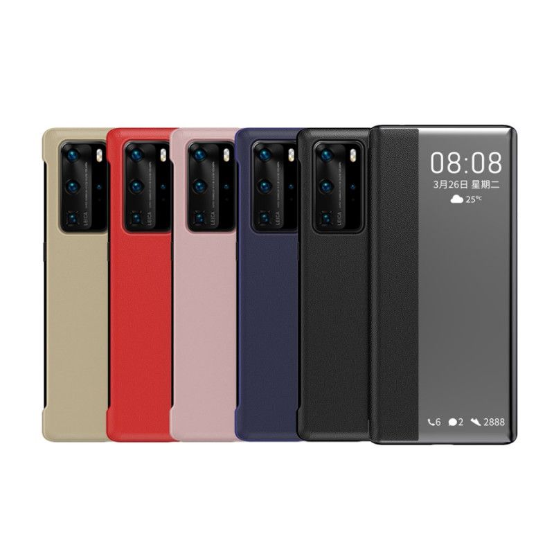 Vis Deksel Huawei P40 Pro Svart Teksturert Kunstlær