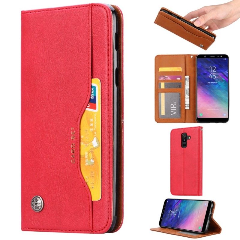 Folio Deksel for Samsung Galaxy A6 Plus Svart Kortholder I Imitert Skinn