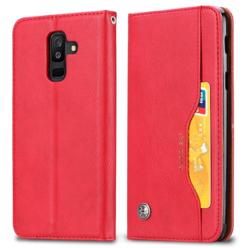 Folio Deksel for Samsung Galaxy A6 Plus Svart Kortholder I Imitert Skinn