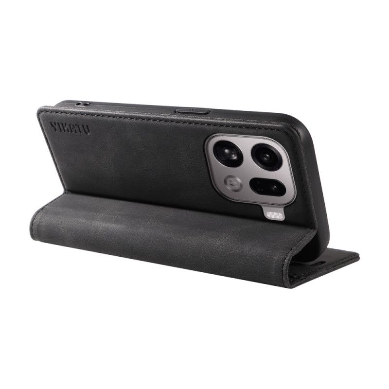 Folio Deksel Lær Oppo Find X9 Pro 5g Mobildeksel Yikatu Semsket Skinn-effekt