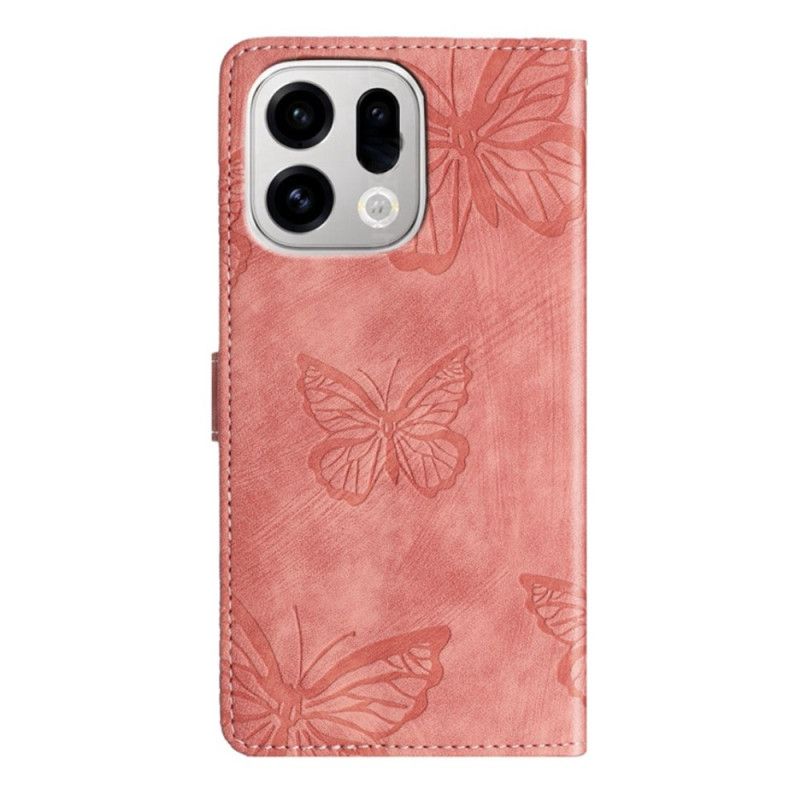 Lærdeksel Folio Deksel Oppo Find X9 Pro 5g Mobildeksel Semsket Skinneffekt Med Sommerfugler