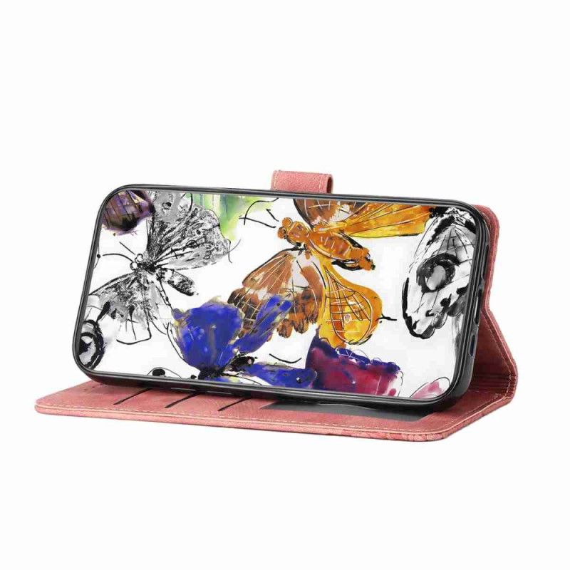 Lærdeksel Folio Deksel Oppo Find X9 Pro 5g Mobildeksel Semsket Skinneffekt Med Sommerfugler
