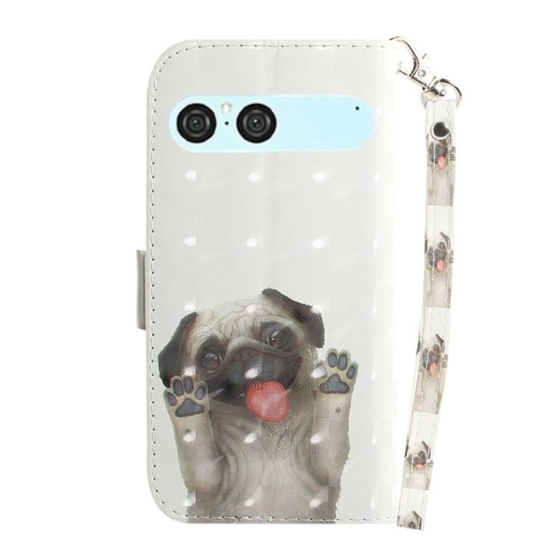 Folio Deksel Sony Xperia 10 Vii Mopsmønstersnor Beskyttelse Deksel