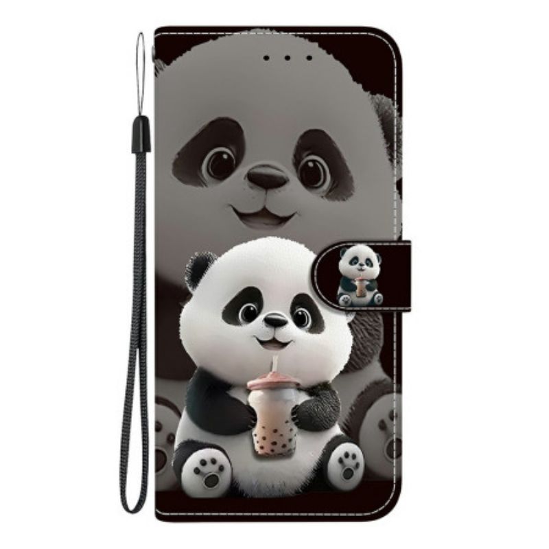 Folio Deksel Til Sony Xperia 10 Vii Panda Med Tåteflaske