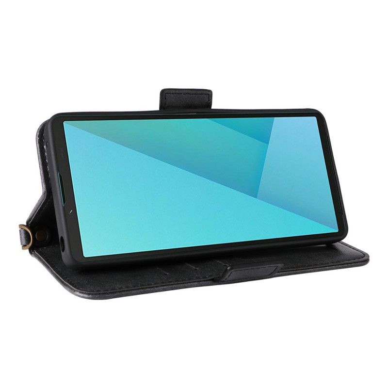 Lærdeksel Folio Deksel Sony Xperia 10 Vii Lommebok Med Skulderstropp