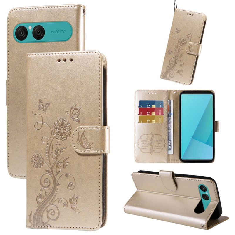 Lærdeksel Folio Deksel Sony Xperia 10 Vii Mobildeksel Blomstertrykk