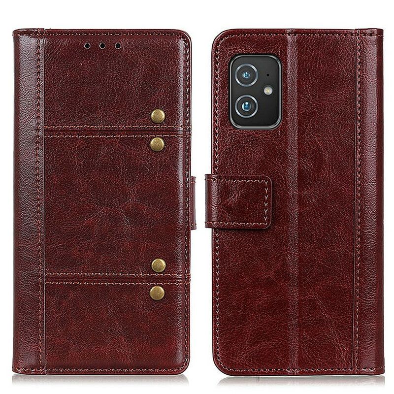 Lærdeksel Folio Deksel Asus Zenfone 8 Eldgammel Skinneffekt
