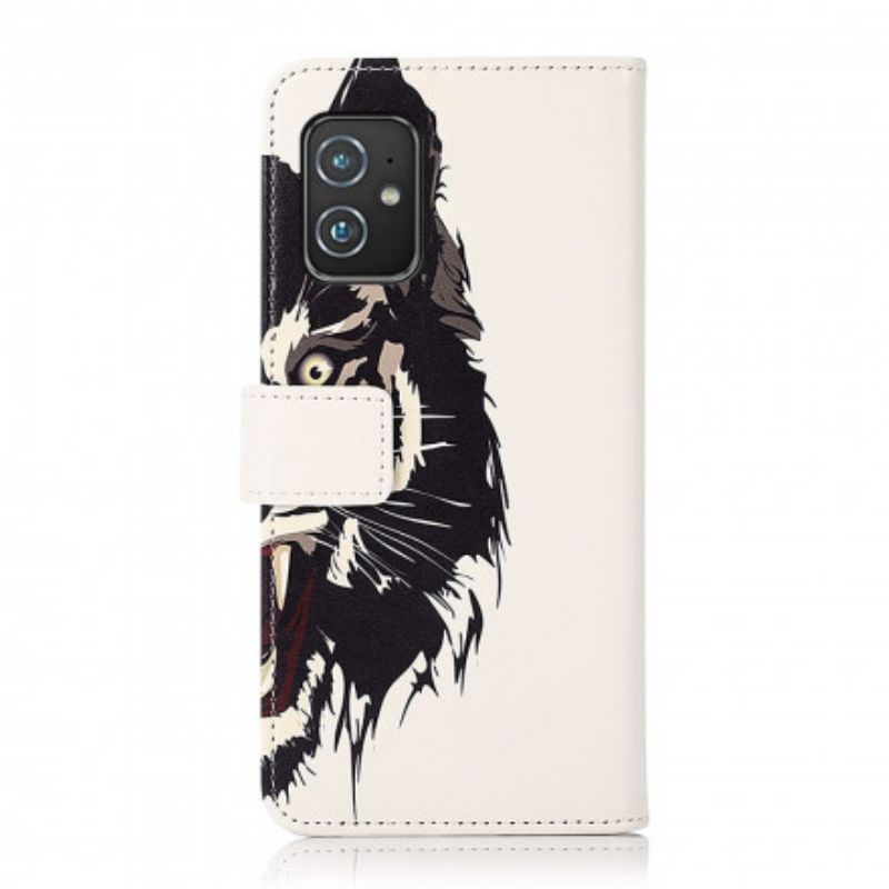 Lærdeksel Folio Deksel Asus Zenfone 8 Mobildeksel Fierce Tiger