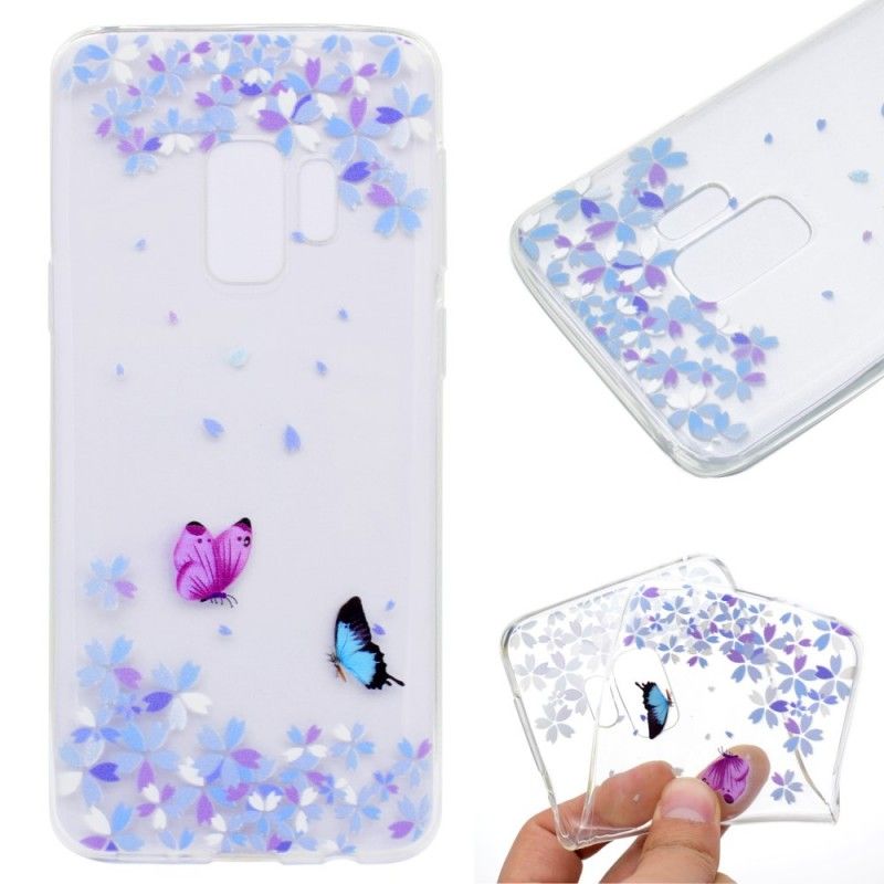 Deksel Samsung Galaxy S9 Plus Mobildeksel Gjennomsiktige Sommerfugler Og Blomster