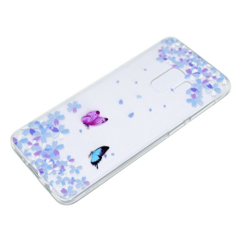 Deksel Samsung Galaxy S9 Plus Mobildeksel Gjennomsiktige Sommerfugler Og Blomster