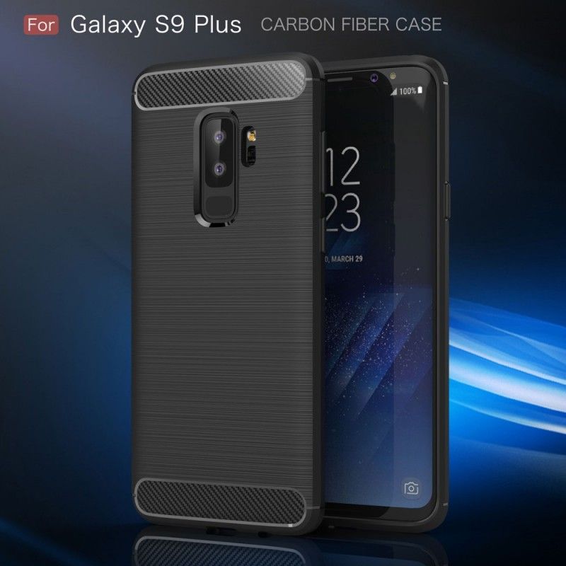 Deksel Samsung Galaxy S9 Plus Svart Børstet Karbonfiber